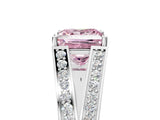 White gold Fancy Pink Princess Cut Diamond Split Shank Ring with Pavé Band and Four-Prong Setting_21