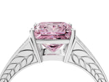White gold Fancy Pink Princess Cut Diamond Split Shank Ring with Pavé Band and Four-Prong Setting_21
