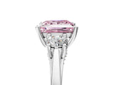 White gold Fancy Pink Princess Cut Diamond Three-Stone Engagement Ring with Prong Setting and Pavé Band_5