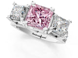 White gold Fancy Pink Princess Cut Diamond Three-Stone Ring with Channel Set Band and Four-Prong Setting_47