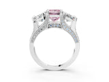 White gold Fancy Pink Princess Cut Diamond Three-Stone Ring with Channel Set Band and Four-Prong Setting_48