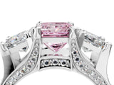 White gold Fancy Pink Princess Cut Diamond Three-Stone Ring with Channel Set Band and Four-Prong Setting_50