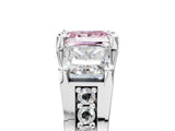 White gold Fancy Pink Princess Cut Diamond Three-Stone Ring with Channel Set Band and Four-Prong Setting_51