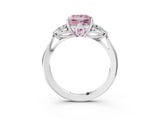 White gold Fancy Pink Princess Cut Diamond Three-Stone Ring with Pear  Side Stones and Prong Setting_120
