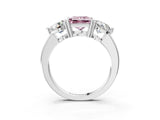White gold Fancy Pink Princess Cut Diamond Three-Stone Ring with Prong Setting and Classic Band_49