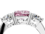 White gold Fancy Pink Princess Cut Diamond Three-Stone Ring with Prong Setting and Classic Band_49