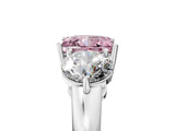 White gold Fancy Pink Princess Cut Diamond Three-Stone Ring with Prong Setting and Classic Band_51