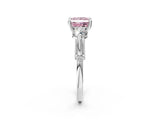 White gold Fancy Pink Princess Cut Diamond Three-Stone Ring with Prong Setting and Pavé Band_2