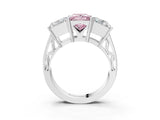 White gold Fancy Pink Princess Cut Diamond Three-Stone Ring with Prong Setting and Textured Band_26