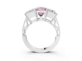 White gold Fancy Pink Princess Cut Diamond Three-Stone Ring with Prong Setting and Textured Band_38