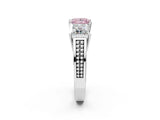 White gold Fancy Pink Princess Cut Diamond Three-Stone Ring with Prong Setting and Textured Band_38