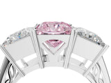 White gold Fancy Pink Princess Cut Diamond Three-Stone Ring with Prong Setting and Textured Band_40