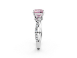 White gold Fancy Pink Princess  Cut Diamond Twist Band Solitaire with Prong Setting_2