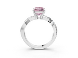 White gold Fancy Pink Princess  Cut Diamond Twist Band Solitaire with Prong Setting_3