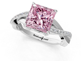 White gold Fancy Pink Princess  Cut Diamond Twisted Band Engagement Ring with Prong Setting_4