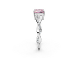 White gold Fancy Pink Princess  Cut Diamond Twisted Band Engagement Ring with Prong Setting_5
