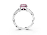 White gold Fancy Pink Princess  Cut Diamond Twisted Band Engagement Ring with Prong Setting_6