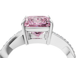 White gold Fancy Pink Princess  Cut Diamond Twisted Band Engagement Ring with Prong Setting_7