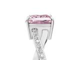White gold Fancy Pink Princess  Cut Diamond Twisted Band Engagement Ring with Prong Setting_8