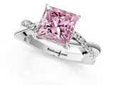 White gold Fancy Pink Princess  Cut Diamond Twisted Band with Pavé Setting and Four-Prong Setting_1