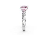 White gold Fancy Pink Princess  Cut Diamond Twisted Band with Pavé Setting and Four-Prong Setting_2