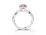 White gold Fancy Pink Princess  Cut Diamond Twisted Band with Pavé Setting and Four-Prong Setting_3