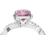 White gold Fancy Pink Princess  Cut Diamond Twisted Band with Pavé Setting and Four-Prong Setting_4