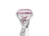White gold Fancy Pink Princess  Cut Diamond Twisted Band with Pavé Setting and Four-Prong Setting_5