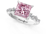 White gold Fancy Pink Princess  Cut Diamond Vine Band with Four-Prong Setting_1