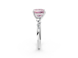 White gold Fancy Pink Princess  Cut Diamond Vine Band with Four-Prong Setting_2