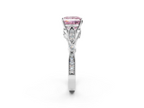 White gold Fancy Pink Princess  Cut Diamond with Milgrain Marquise and Bezel Accents on a Solitaire Band with Prong Setting_2