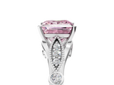 White gold Fancy Pink Princess  Cut Diamond with Milgrain Marquise and Bezel Accents on a Solitaire Band with Prong Setting_5