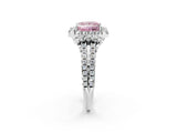 White gold Fancy Pink Princess  Cut Double Halo Diamond Engagement Ring with Pave Band and Four-Prong Setting_68