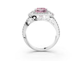 White gold Fancy Pink Princess  Cut Double Halo Diamond Engagement Ring with Pave Band and Four-Prong Setting_69