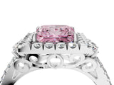 White gold Fancy Pink Princess  Cut Double Halo Diamond Engagement Ring with Pave Band and Four-Prong Setting_71