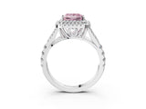 White gold Fancy Pink Princess  Cut Double Halo Split Shank Diamond Ring with Prong Setting_32