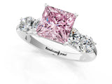 White gold Fancy Pink Princess  Cut Five-Stone Prong Set Diamond Ring with Classic Band_30