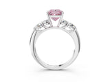White gold Fancy Pink Princess  Cut Five-Stone Prong Set Diamond Ring with Classic Band_31