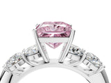 White gold Fancy Pink Princess  Cut Five-Stone Prong Set Diamond Ring with Classic Band_33