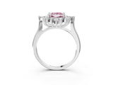 White gold Fancy Pink Princess Cut Halo Diamond Cluster Ring with Marquise and Round Stones on a White Gold Band with Prong Setting_3