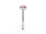 White gold Fancy Pink Princess  Cut Halo Diamond Engagement Ring with Pave Band and Four-Prong Setting_2