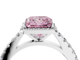 White gold Fancy Pink Princess  Cut Halo Diamond Engagement Ring with Pave Band and Four-Prong Setting_4