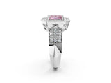 White gold Fancy Pink Princess Cut Halo Diamond Engagement Ring with Pave Split Shank and Four-Prong Setting_2