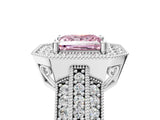 White gold Fancy Pink Princess Cut Halo Diamond Engagement Ring with Pave Split Shank and Four-Prong Setting_5