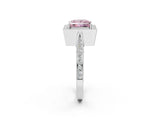 White gold Fancy Pink Princess Cut Halo Diamond Engagement Ring with Split Shank Band and Four-Prong Setting_14