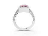 White gold Fancy Pink Princess Cut Halo Diamond Engagement Ring with Split Shank Band and Four-Prong Setting_15