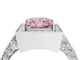 White gold Fancy Pink Princess Cut Halo Diamond Engagement Ring with Split Shank Band and Four-Prong Setting_16