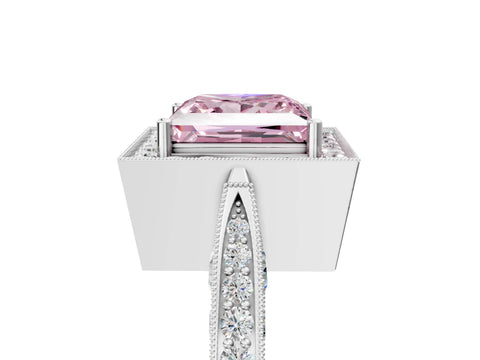 White gold Fancy Pink Princess Cut Halo Diamond Engagement Ring with Split Shank Band and Four-Prong Setting_17