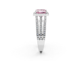 White gold Fancy Pink Princess  Cut Halo Diamond Engagement Ring with Split Shank and Four-Prong Setting_2