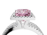 White gold Fancy Pink Princess  Cut Halo Diamond Engagement Ring with Split Shank and Four-Prong Setting_4
